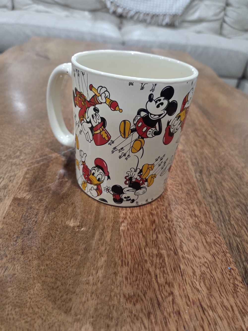 Disney White Ceramic Mug with Mickey, Donald & Friends in Black, Red and Yellow